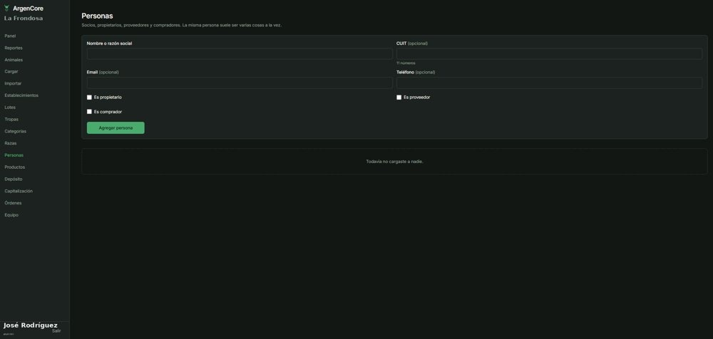Personas: socios, propietarios, proveedores y compradores